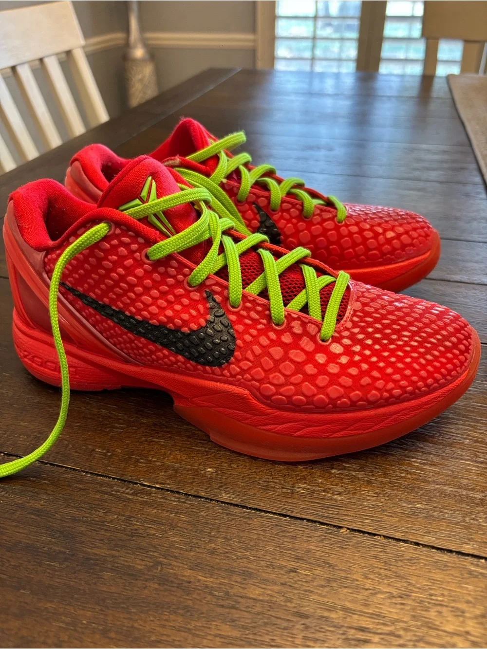 Nike Kids Zoom Kobe 6 Protro - Red with Neon Green Laces